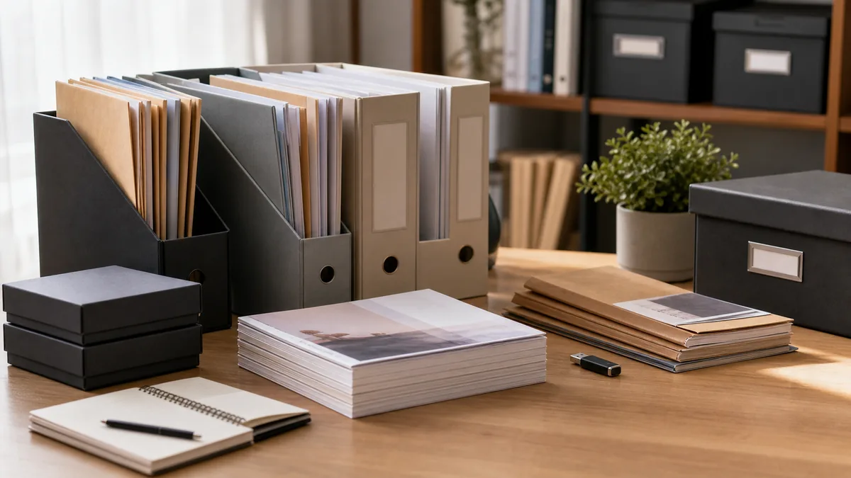 Organized library files and printed guides