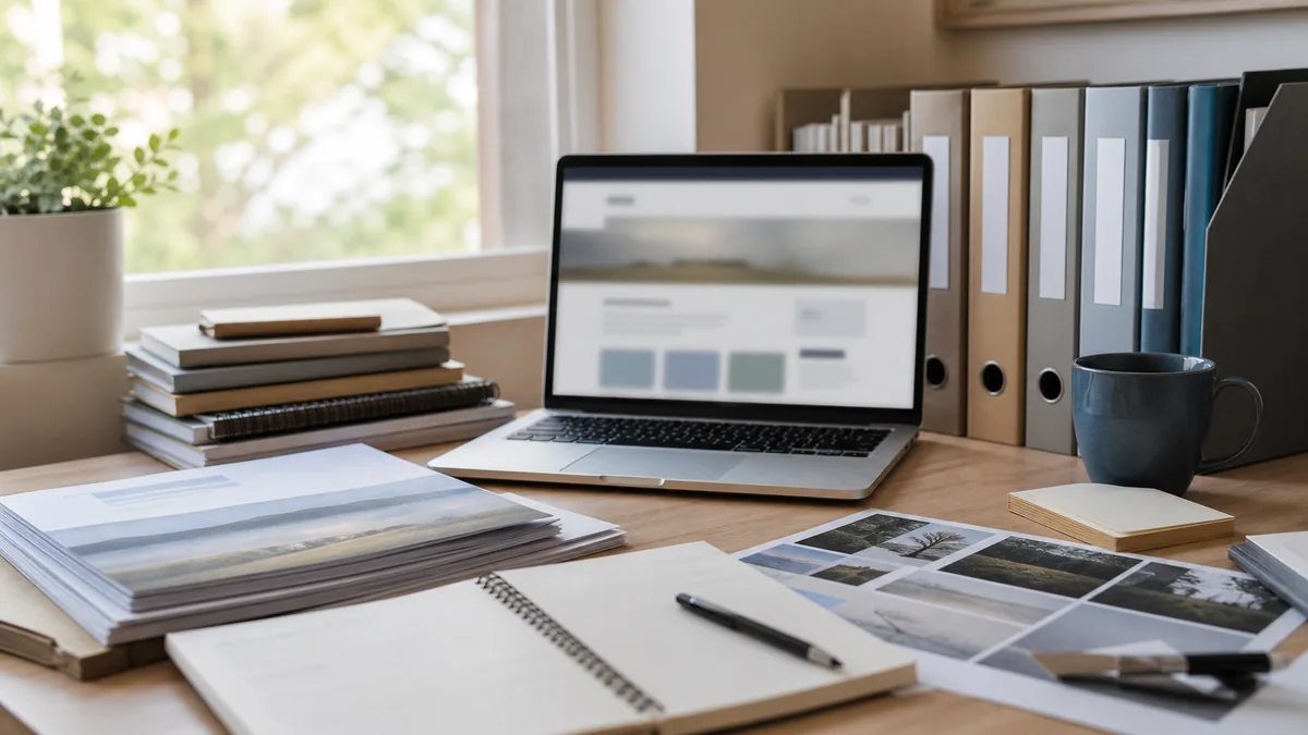 Public resource desk with guides and folders